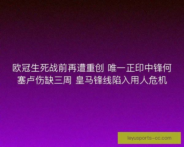 欧冠生死战前再遭重创 唯一正印中锋何塞卢伤缺三周 皇马锋线陷入用人危机