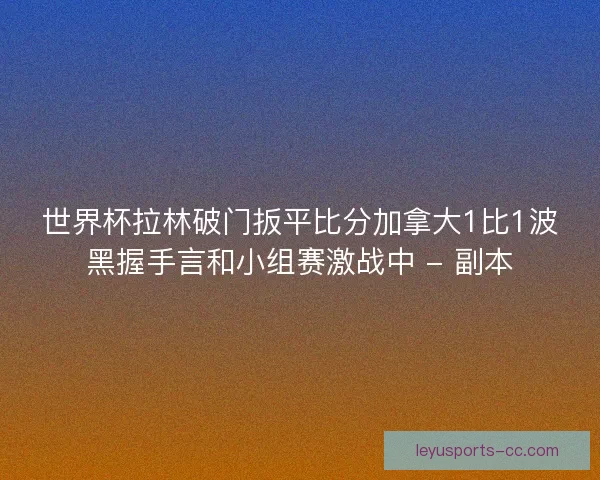 世界杯拉林破门扳平比分加拿大1比1波黑握手言和小组赛激战中 - 副本